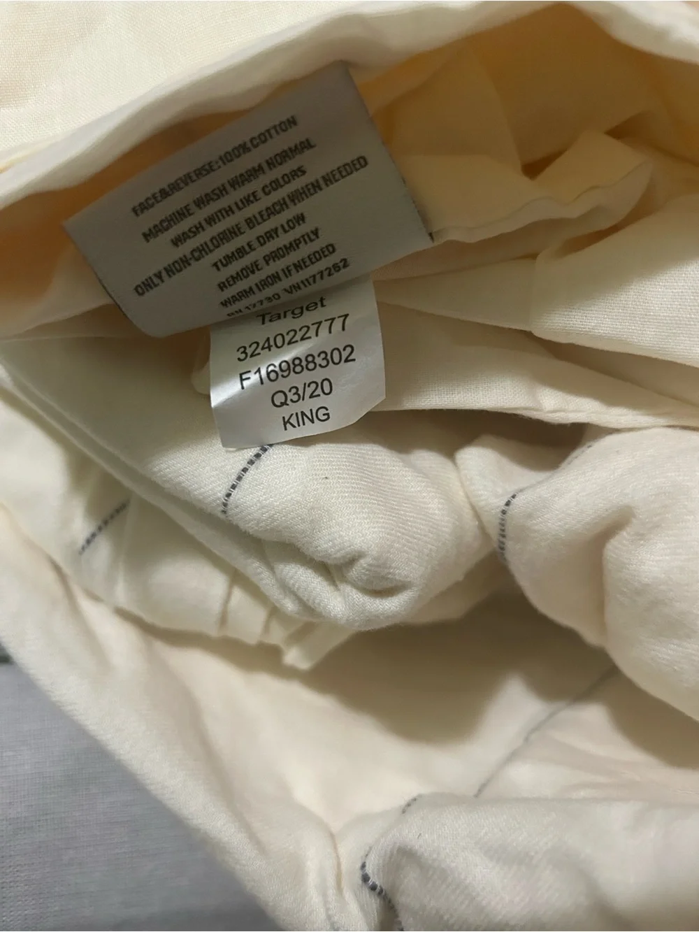 Hearth & Hand King Thin Stripe Cream/Railroad Gray 100% Cotton Duvet Set